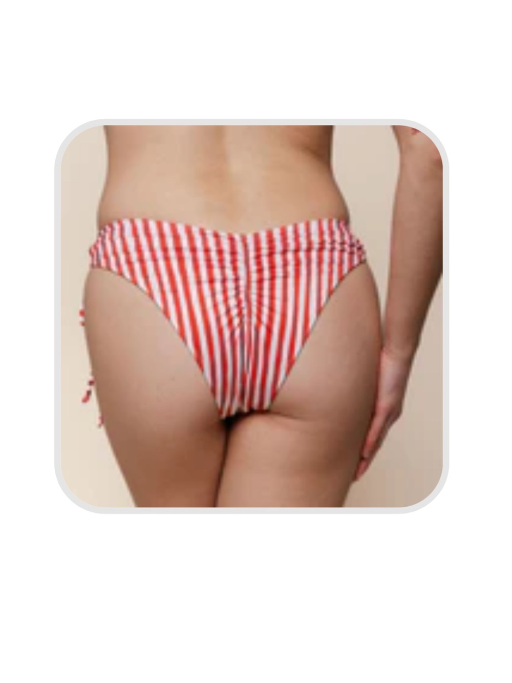 Red & White Striped Tie-Side Bikini Bottom | Smaller Booty